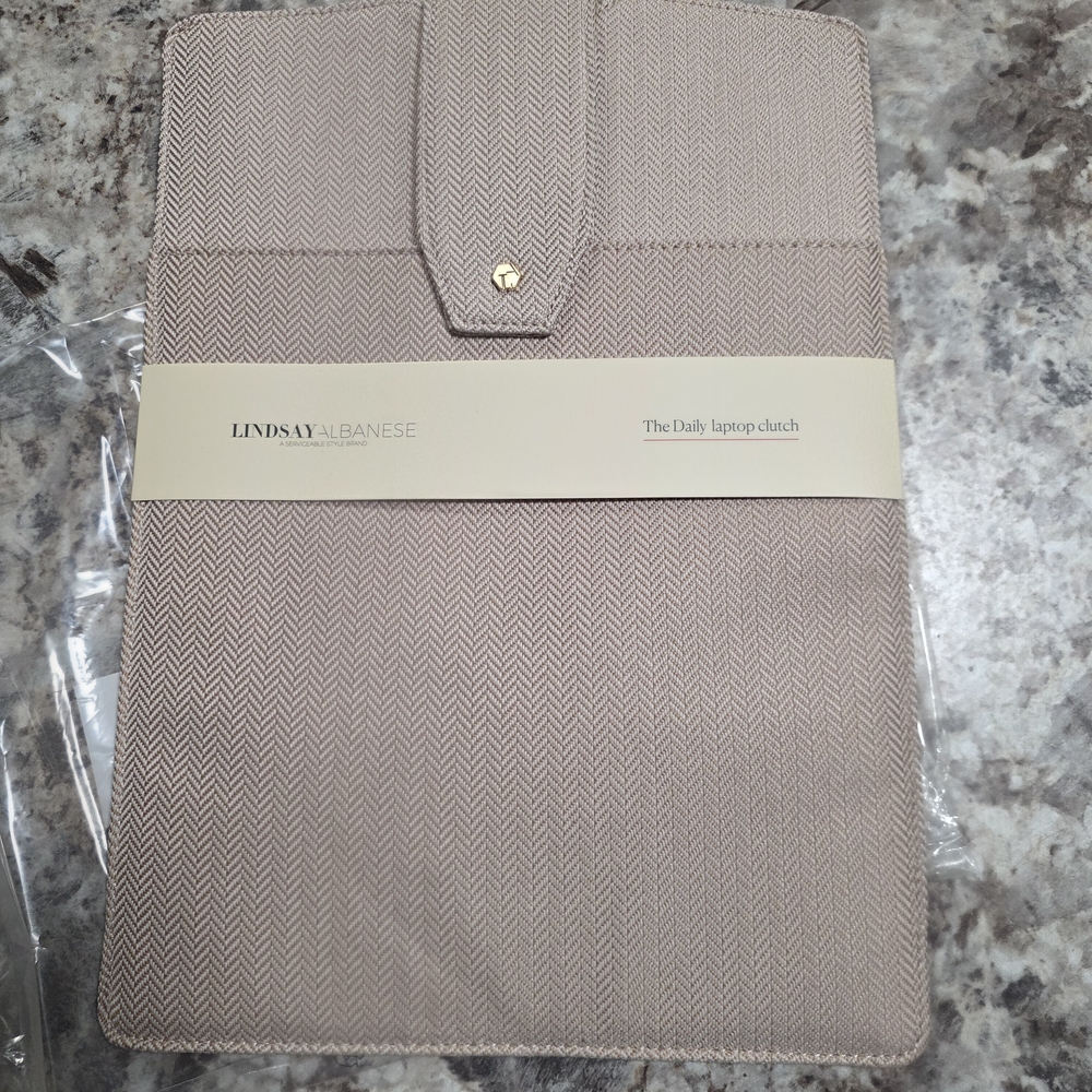 Lindsay Albanese Beige Laptop Clutch Limited Edition